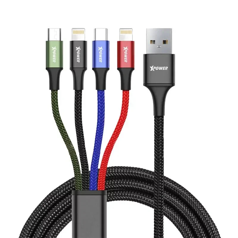 Xpower USB 4in1 2m Cable - Black - Tashqila Xpower USB 4in1 2m Cable - Black - Tashqila